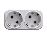 Разветвитель сетевой 2-местный с/з STEKKER ADP16-22-20 250V, 16A, ABS огнеустойчивый пластик, белый