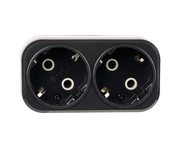 Разветвитель сетевой 2-местный с/з STEKKER ADP16-22-20 250V, 16A, ABS огнеустойчивый пластик, черный