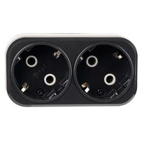 Разветвитель сетевой 2-местный с/з STEKKER ADP16-22-20 250V, 16A, ABS огнеустойчивый пластик, черный