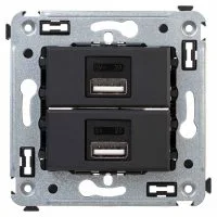 USB зарядное устройство в стену, Avanti, Черный матовый, 2.1 А