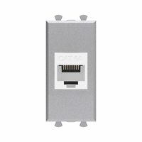 Компьютерная розетка RJ-45 без шторки модульная, кат.6А, Avanti, закаленная сталь, 1 модуль