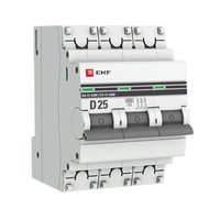 Авт. выкл. ВА 47-63M 3P 25А (D) 6кА без тепл. расцепит. EKF PROxima