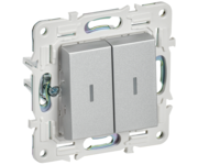 SKANDY Выключатель 2-клавишный проходной с индикацией 10А SK-V10S серебряный IEK