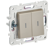 SKANDY Выключатель 2-клавишный проходной с индикацией 10А SK-V10Sh шампань IEK