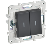 SKANDY Выключатель 2-клавишный проходной с индикацией 10А SK-V10T титан IEK