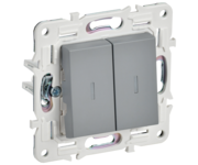 SKANDY Выключатель 2-клавишный проходной с индикацией 10А SK-V10Gr серый IEK