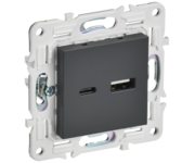 SKANDY Розетка USB A+C 3,1А SK-R14T титан IEK