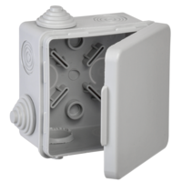 Коробка распаячная КМ для открытой проводки с откидной крышкой 80х80х50мм IP54 4 гермоввода (7035) GENERICA