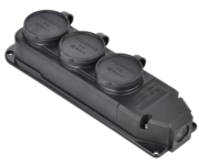 Колодка удлинителя 3-м 16А IP44 с защ. крышкой каучук черн. GENERICA ERK20-016-03-44-K02-G