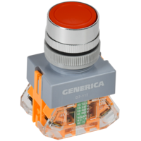 Кнопка управления D7-11T d=22мм 1NC+1NO с фиксацией красная GENERICA