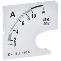 Шкала сменная для амперметра Э47 10/5А класс точности 1,5 72х72мм IEK