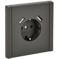 FORTE&PIANO Розетка 1-местная с заземлением с защитными шторками винтовое крепление 16А USB A+A 3,1А FP345 серый IEK