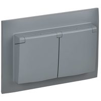 SKANDY Розетка 2-местная и крышкой 16А в сборе IP44 SK-R12Gr серый IEK