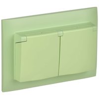 SKANDY Розетка 2-местная и крышкой 16А в сборе IP44 SK-R12G мятный IEK