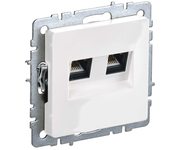 Розетка компьютерная двойная СП RJ45 кат.5E BRITE РК10-2-БрБ бел. IEK BR-K20-1-K01