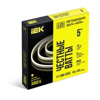 Лента светодиодная неон 5м SMD2835 120LED/м 8Вт/м IP65 12мм 24В теплый белый IEK