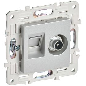SKANDY Розетка двойная TV+RJ45 кат.6 SK-A15S серебряный IEK в TV розетки, разветвители  от IEK ( ИЭК ) в интернет магазине ЭлектроОм электротовары SK-AK20-2-K23 SK-AK20-2-K23 IEK ( ИЭК )