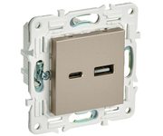 SKANDY Розетка USB A+C 3,1А SK-R14Sh шампань IEK