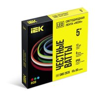 Лента светодиодная неон 5м SMD5050 60LED/м 8Вт/м IP65 12мм 24В RGB IEK