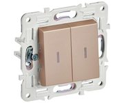 SKANDY Выключатель 2-клавишный проходной с индикацией 10А SK-V10Sa песочный IEK