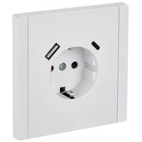 FORTE&PIANO Розетка 1-местная с заземлением с защитными шторками винтовое крепление 16А USB A+C 18Вт FP247 белый IEK
