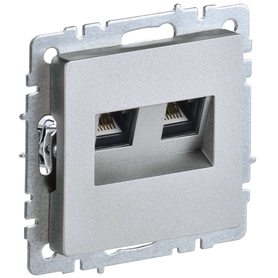 BRITE Розетка компьютерная двойная RJ45 кат.6 РК11-2-БрА алюминий IEK в Выключатели клавишные, переключатели от IEK ( ИЭК ) в интернет магазине ЭлектроОм электротовары BR-K20-2-K47 BR-K20-2-K47 IEK ( ИЭК )
