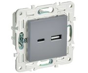 SKANDY Розетка USB A+C 3,1А SK-R14Gr серый IEK