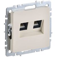 BRITE Розетка компьютерная двойная RJ45 кат.6 РК11-2-БрКр бежевый IEK