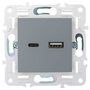 SKANDY Розетка USB A+C 18Вт SK-R13Gr серый IEK в Розетка от IEK ( ИЭК ) в интернет магазине ЭлектроОм электротовары 6 SK-U22-018-K03 SK-U22-018-K03 IEK ( ИЭК ) 6