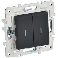 SKANDY Выключатель 2-клавишный проходной с индикацией 10А SK-V10G графит IEK