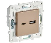 SKANDY Розетка USB A+C 3,1А SK-R14Sa песочный IEK