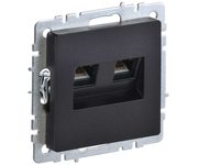 Розетка компьютерная двойная СП RJ45 кат.5E BRITE РК10-2-БрЧ черн. IEK BR-K20-1-K02
