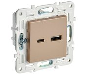 SKANDY Розетка USB A+C 18Вт SK-R13Sa песочный IEK