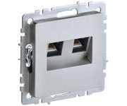 Розетка компьютерная двойная СП RJ45 кат.5E BRITE РК10-2-БрА алюм. IEK BR-K20-1-K47