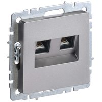 BRITE Розетка двойная RJ11+RJ45 кат.5E РК/Т12-БрС сталь IEK
