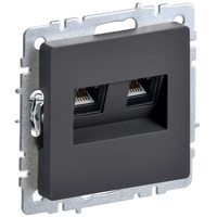 BRITE Розетка компьютерная двойная RJ45 кат.5E РК10-2-БрГ графит IEK