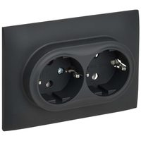 SKANDY Розетка 2-местная с заземлением без защитных шторок 16А в сборе SK-R08G графит IEK