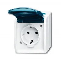 Розетка 2Р+E 10/16А 250В IP44  открытого монтажа серо-зеленый OCEAN 