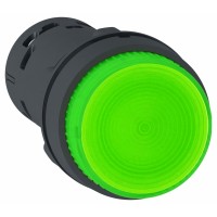 Кнопка зеленая 1НО с фиксацией с подсветкой, светодиод 24В AC/DC