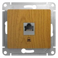 Механизм розетки комп. 1-м СП Glossa RJ45 дер. дуб SchE