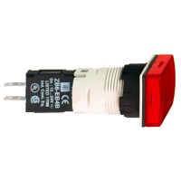 Сигнальная лампа красная 16 мм прямоугольная со встроенной LED подсветкой 12- 24В AC/DC