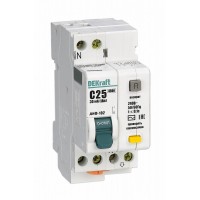 Выключатель автоматический дифференциального тока 2п (1P+N) C 25А 30мА тип AC 4.5кА ДИФ-102 2мод. DeKraft