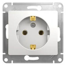 Механизм розетки 1-м СП Glossa 16А IP20 с заземл. бел. SchE GSL000143