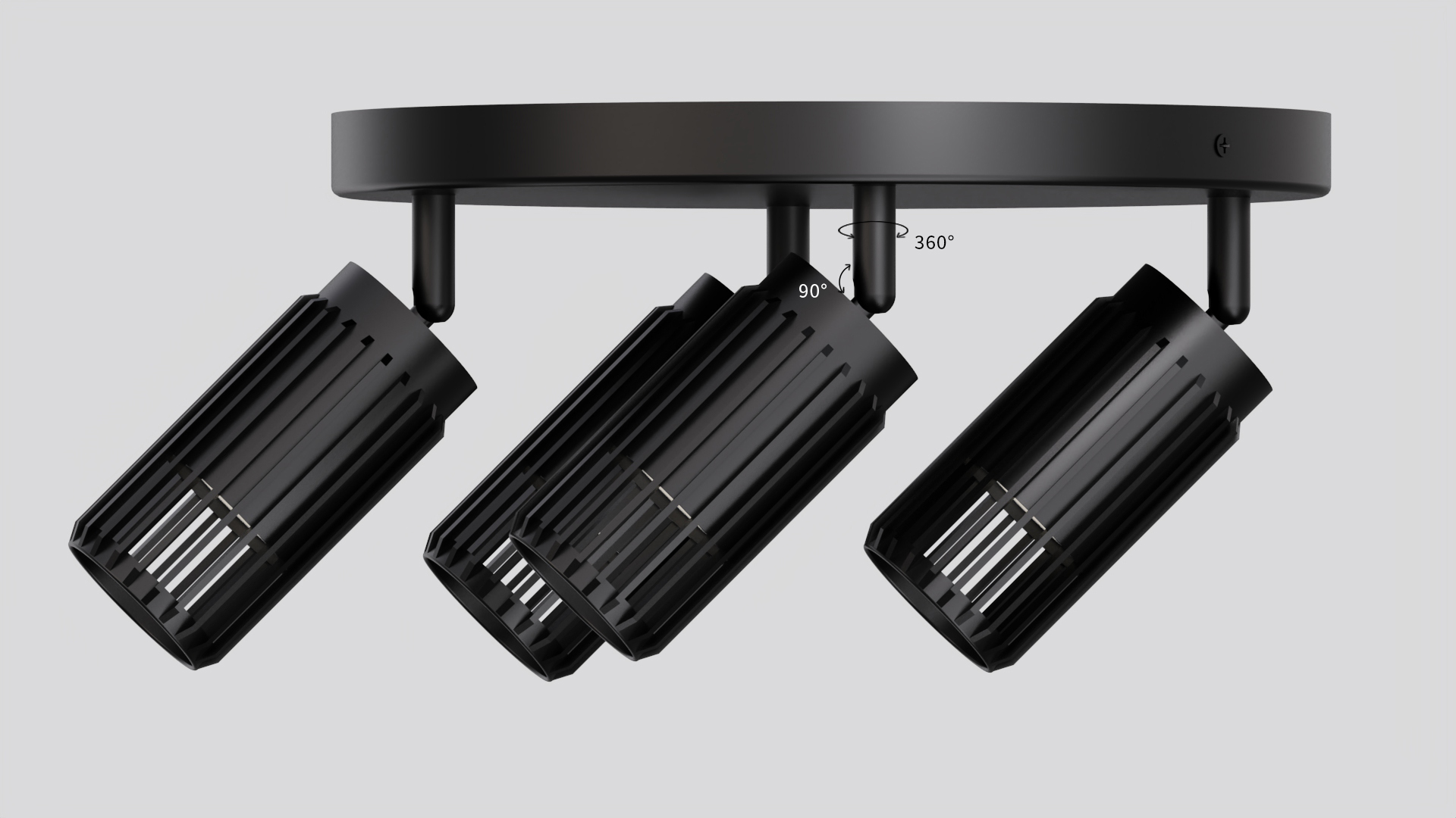 Поворотная конфигурация плафонов на 360° и 180°