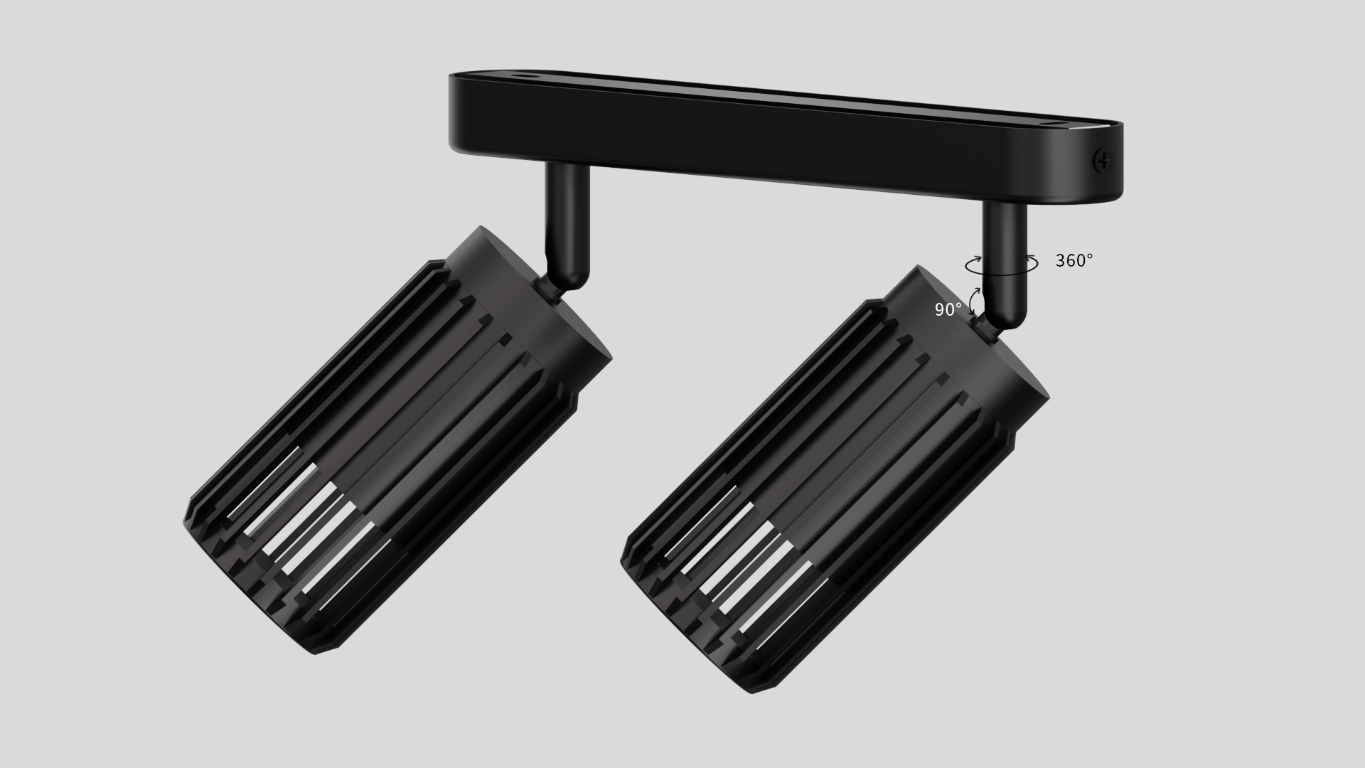 Поворотная конфигурация плафонов на 360° и 180°