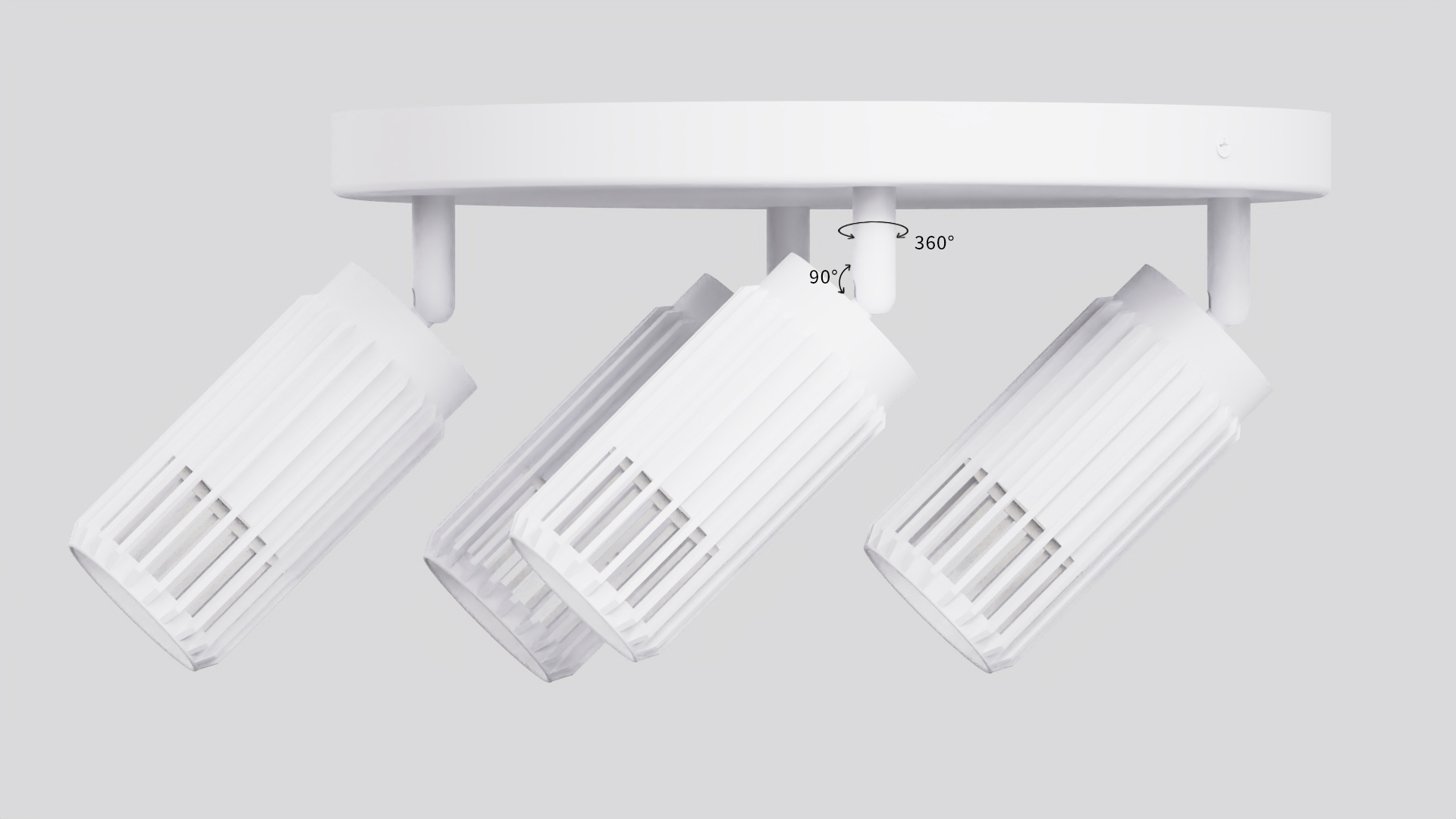 Поворотная конфигурация плафонов на 360° и 180°